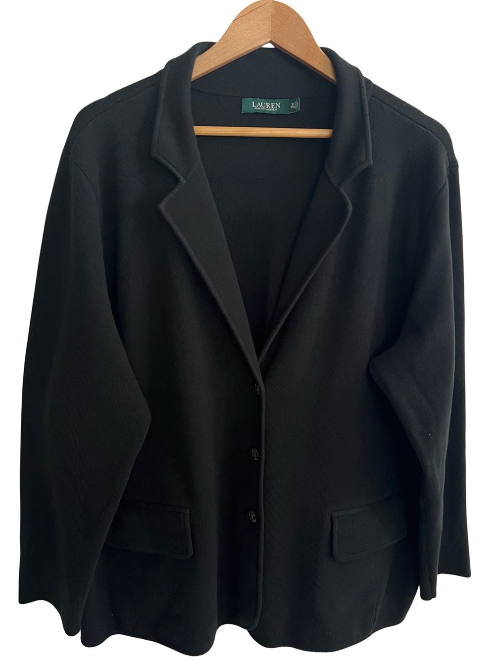 Lauren Ralph Lauren Black Knit Blazer Jacket Womens Plus Size 3X